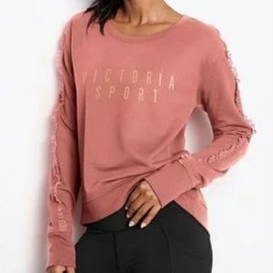 VS Sport Sweatshirt Gold Logo Thumb Hole and Lace
